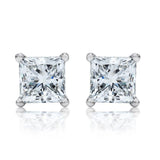1 ct Princess Cut Diamond Stud Earrings in 14K White Gold with Screw Backs