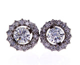 Natural GIA Round Cut Halo Stud Diamond Earrings 14k White Gold 3.79 ct H SI1