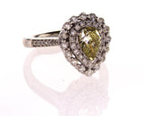 GIA Certified Rare Natural Fancy Color Pear Cut Chameleon Diamond Ring 1.51 CTW