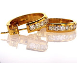 Hoop Diamond Earrings14k Yellow Gold Round Cut Natural 1.26 CTW G-H Color VS2