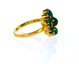 18k Yellow Gold Natural Diamond and Emerald Cabochon Necklace Jewelry Set