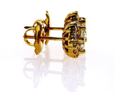 Natural Round Cut Halo Stud Diamond Earrings 14k Yellow Gold 2.20 ct Screw Back