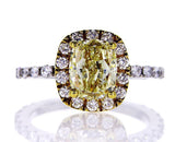 Halo Diamond Engagement Ring GIA Certified Fancy Yellow Cushion 2.80 CTW VS1