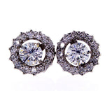 Natural GIA Round Cut Halo Stud Diamond Earrings 14k White Gold 3.79 ct H SI1
