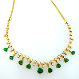 Women's 14k Yellow Gold Natural Estate Diamond & Colombian Emerald Necklace