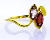 Natural Marquise Cut Pink And Purple Sapphire Ring Women 14K Yellow Gold .80 CTW