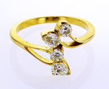 Women's Estate 14K Yellow Gold Natural Pear and Round Cut Diamond Ring 0.71 CTW