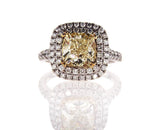 GIA Certified Cushion FANCY YELLOW DIAMOND RING VS2 4 CTW