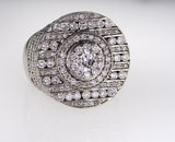 7CT Men Pinky Diamond Ring 14K White Gold Natural Unique Design Size 11