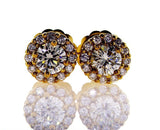 Natural Round Cut Halo Stud Diamond Earrings 14k Yellow Gold 2.20 ct Screw Back