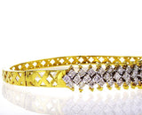 Women's Classic 18K Yellow Gold 1 TCW Natural Round Cut Diamond Cuff Bracelet