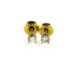 Yellow Gold Screw Back Natural Round Cut Diamond Studs Earrings 1/5 CT F VS2