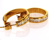 Hoop Diamond Earrings14k Yellow Gold Round Cut Natural 1.26 CTW G-H Color VS2