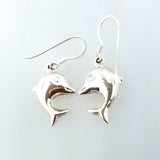 Sterling Silver High Dolphin Charm Drop Dangle Hook Back Earrings Made in Italy