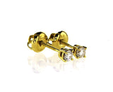 Yellow Gold Screw Back Natural Round Cut Diamond Studs Earrings 1/5 CT F VS2