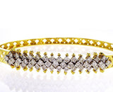 Women's Classic 18K Yellow Gold 1 TCW Natural Round Cut Diamond Cuff Bracelet