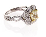 GIA Certified Cushion Fancy Yellow Diamond Ring 3 CTW White Gold VS2 $25,000