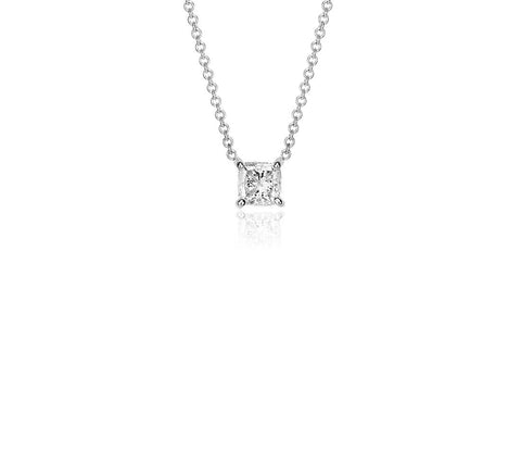 Cushion Diamond Solitaire Pendant in 14k White Gold (3/4 ct. tw.)