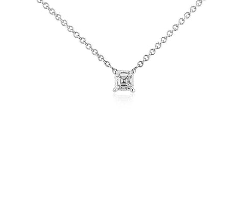 Asscher Diamond Solitaire Pendant in 14k White Gold (1/3 ct. tw.)