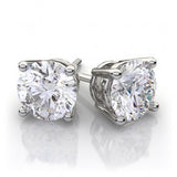 1CT Diamond Stud Earrings in 14k White Gold G-H SI2 Screw Back