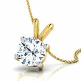 Diamond Pendant 0.40 CT 18" Necklace Women's Round G Color SI1 14k Yellow Gold