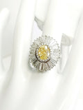 5.61 CT Natural Diamond Ring Yellow Color VS2  GIA Certified Oval Cut Platinum