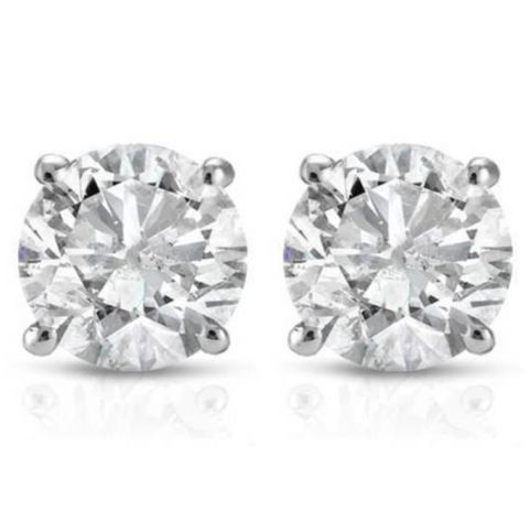 Diamond Studs Earrings 0.80 Carat 14k White Gold Push Back Natural Round Cut 4MM