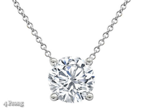 Diamond Pendant Necklace Solitaire Natural 1 CTW Round Cut Solid 14k White Gold