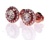 1 CT Diamond Studs Earrings 14K Rose Gold  GIA Certified Natural Round Cut