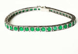 10 CTW Emerald Vintage Estate Tennis Bracelet 14k White Gold Natural Emeralds