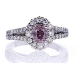 1.39 CT Natural Fancy Purplish Pink Color Diamond Ring GIA Certified Oval Cut