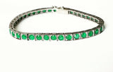 10 CTW Emerald Vintage Estate Tennis Bracelet 14k White Gold Natural Emeralds