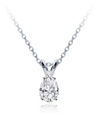 0.50 CTW Diamond Solitaire Pendant Pear Cut Solid 14k White Gold Necklace VS2