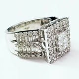 Diamond Ring 2.50 CTW F Color SI2 Clarity 14k White Gold Princess Cut Size 7.5