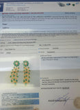 Drop Diamond Earrings Certified 14k Yellow Gold Natural Green Emerald Chandelier