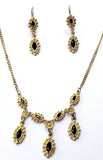 Women's Necklace Earrings Set 18K Yellow Gold Natural Sapphires 16'