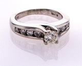 Natural Round Cut Diamond Engagement Ring H Color 0.75 CT 14k White Gold Size 5