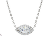 0.60 CT Diamond Necklace Marquise Cut Natural 14k White Gold Halo Pendant