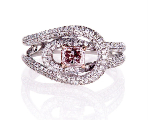 1.50 CT Natural Fancy Pink Diamond Ring 18k Gold GIA Certified Radiant Cut