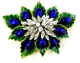 Christmas Flower Natural Diamonds Brooch Pendant Estate 18k Yellow gold Handmade