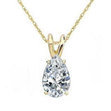 0.50 CTW Diamond Solitaire Pendant Pear Cut Solid 14k White Gold Necklace VS2