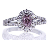 1.39 CT Natural Fancy Purplish Pink Color Diamond Ring GIA Certified Oval Cut