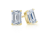 2.50 CTW Diamond Studs Earrings 14k Yellow Gold Screw Back Natural Emerald Cut