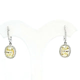 2 Carat Drop Earrings Natural Diamonds Canary Yellow Color 18K Gold Oval Cut