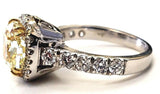 4CT Diamond VS1 Clarity Natural Yellow Color Cushion Cut 18K Ring GIA Certified