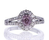 1.39 CT Natural Fancy Purplish Pink Color Diamond Ring GIA Certified Oval Cut