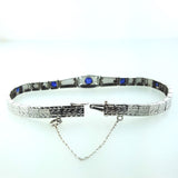 Bracelet Antique Vintage 18K White Gold 1.30CTNatural  Blue Sapphires Art Deco