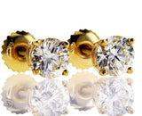 1.50 CTW Diamond Studs Earrings Yellow Gold Round Cut Screw GIA Certified VS1