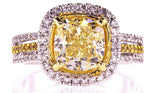 3.50 CT Natural Fancy Yellow Color Diamond Ring VS1 Cushion Cut GIA Certified