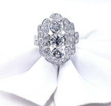 Natural Antique Ring Vintage Platinum Art Deco 4 CT Diamonds D/VS1 Size 7.75